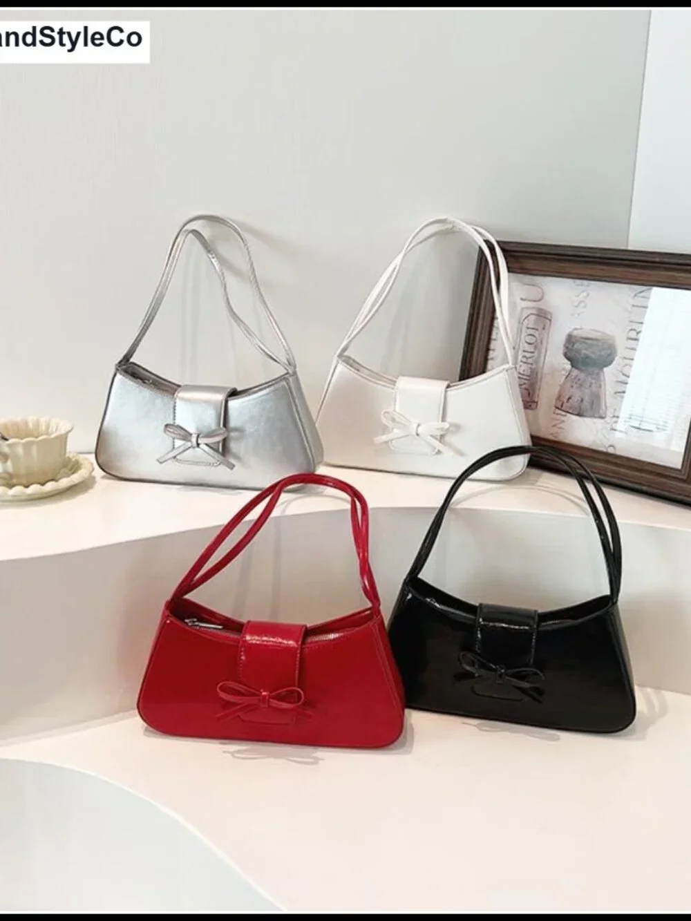 Patent Leather Hobo Shoulder Bag Womens Patent Leather Y2K Purse